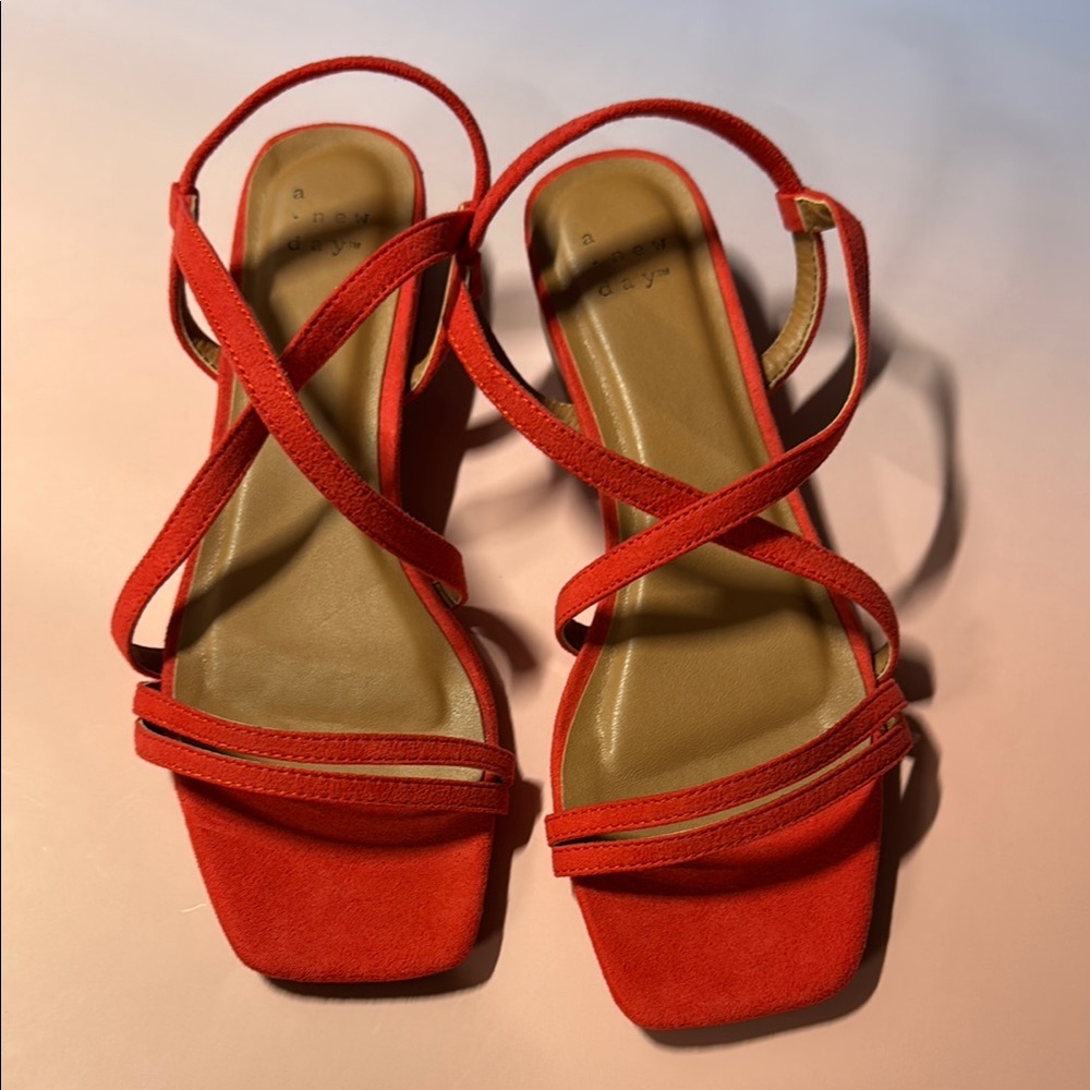a new day Red Strappy Heels Women’s US Size 6.5